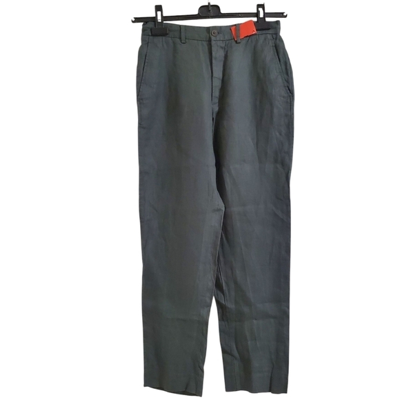 Zara Womens Linen Blend Pants Relaxed Fit Drawstring Waist Olive Green Size S - Picture 1 of 9